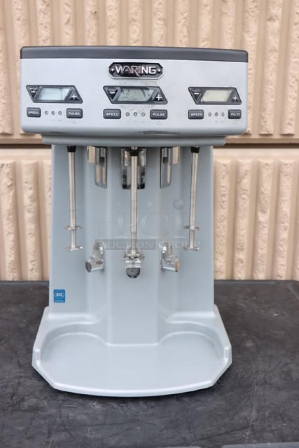 Waring WDM360TX Triple Spindle Drink Mixer, three speed, timer, 120V, 1125W, damaged power cord.