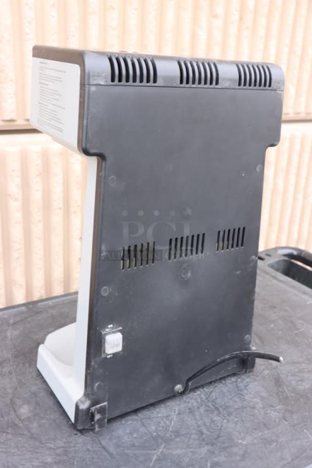 Waring WDM360TX drink mixer, triple spindle, three-speed with timer, 120V, 1125W. Back view shows damaged power cord.