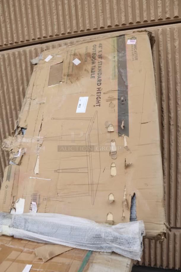 Damaged packaging for Lancaster Table & Seating 164RD304BLK Alloy 48" x 30" Onyx Black Outdoor Table. May be missing parts.