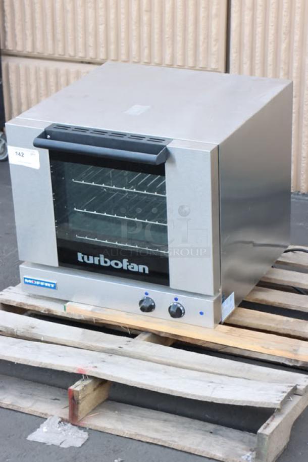 Brand new Moffat E23M3-T Turbofan half-size convection oven, 220-240V, mechanical controls, stainless steel, no packaging.