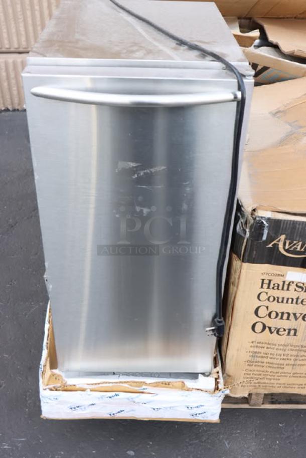 Brand new Ice-O-Matic GEMU090 undercounter ice machine, air-cooled, slight cosmetic scratches, serial 24701321015747.