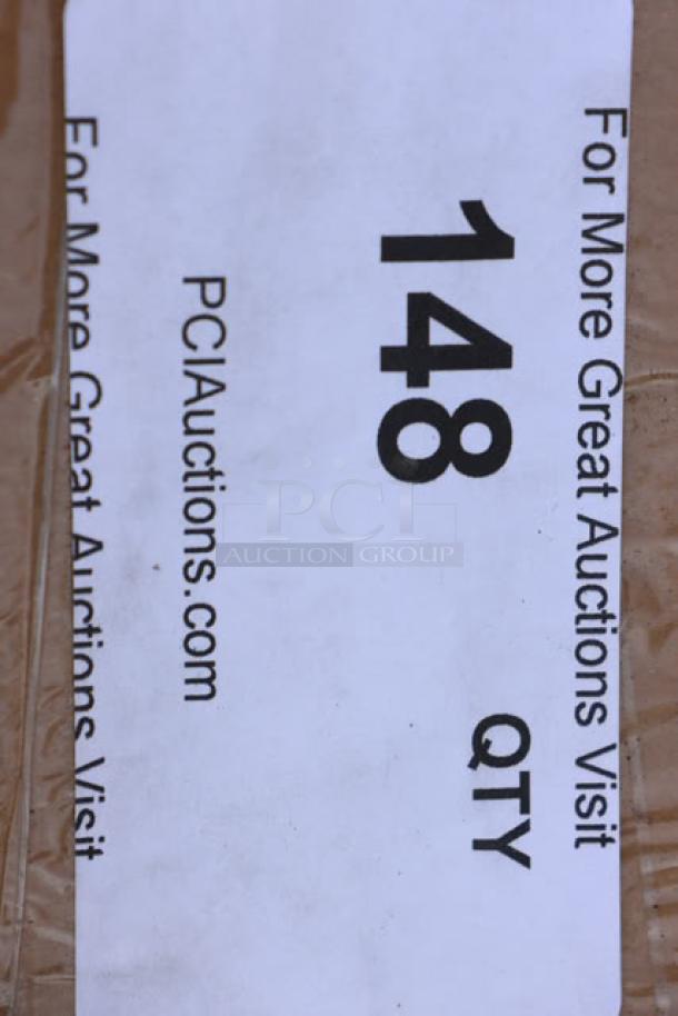 Cardboard box with auction label reading "148 QTY" for PCI Auctions.