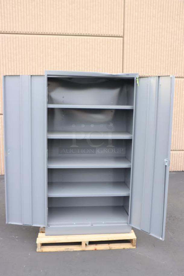 Tennsco 18"x36"x66" dark gray storage cabinet, model 6618DH-MGY, scratch-n-dent, solid doors, new condition.