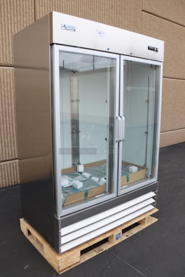 Brand new Avantco A-49R-G-HC 54" glass door reach-in refrigerator, stainless steel, tested, working, minor scratches.