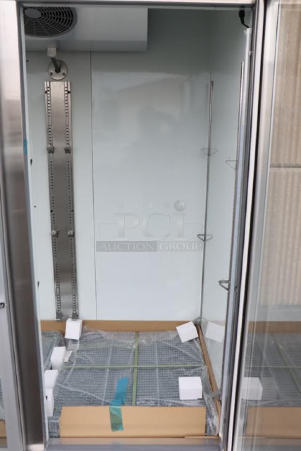 Brand new Avantco A-49R-G-HC 54" glass door reach-in refrigerator; 115V, 6.2A, 1 Phase, 516W. Scratch-n-dent, tested, working.