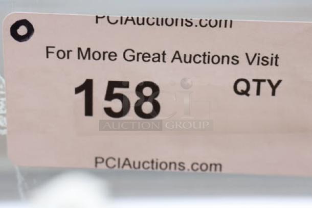 Auction tag for Avantco BCF-36-HC bakery display case, serial number 1644201150037, labeled "158 QTY" from PCIAuctions.com.