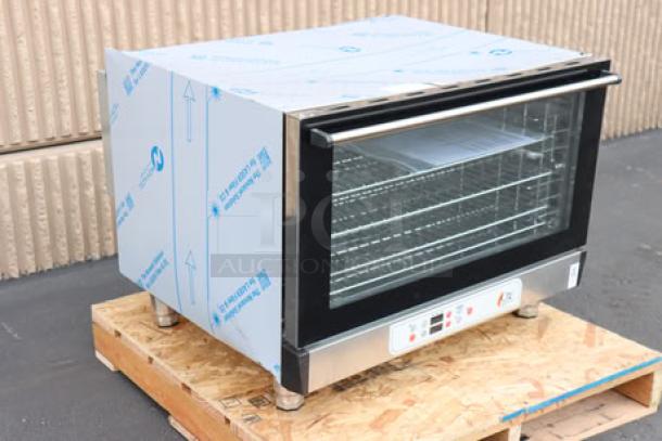 Brand new Cooking Performance Group COF-D4-M electric convection oven, 4 trays, moisture injection, 5600W, 208-240V, scratch-n-dent condition.