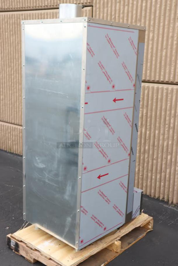 Brand new Town SM-24-L-SS stainless steel smokehouse, 24" with left door hinges. Natural gas, 45,000 BTU, out of packaging.