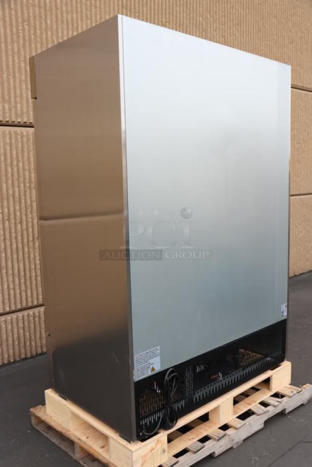 Brand new Avantco A-49F-HC 54" solid door reach-in freezer on pallet, 115V, 8.5A, 1 phase, 780W, S/N: 114504435 9106 2508.