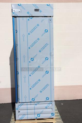 Brand new Avantco A Plus AP-23R stainless steel reach-in refrigerator with protective film. Model AP-23R, S/N: 8103564552.