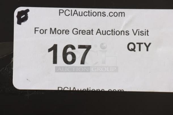 Sticker label with "PCI Auctions.com," message about auctions, and number "167 QTY."
