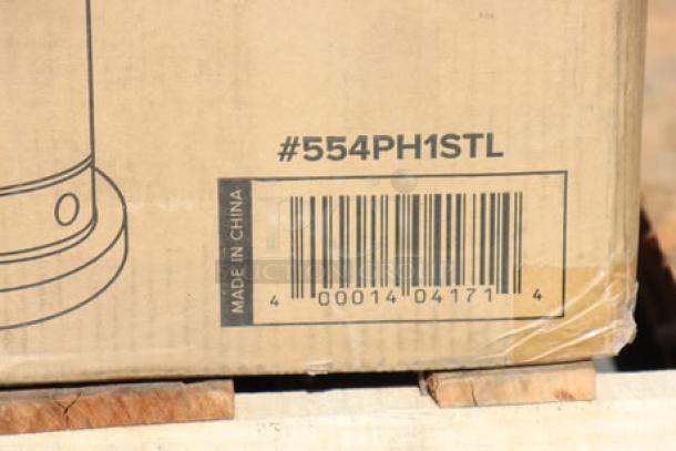 Brown box with label "#554PH1STL," barcode, and "Made in China" marking for a Backyard Pro PH1STL patio heater.