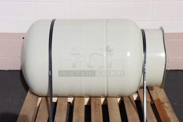 Brand new Amtrol Therm-X-Trol ST-210V 86 Gallon Vertical Thermal Expansion Tank on pallet; minor scratches and dents visible.