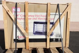 Avantco HDC-48 heated display case, 48", 3 shelves, sliding doors, 120V, 1580W, packaging damaged, may have scratches or dents.