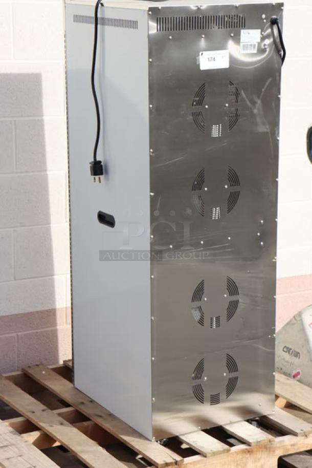 Brand new Avantco LT105 food dehydrator with glass doors, stainless steel, minor scratch, 32 trays, 220V, 3000W.