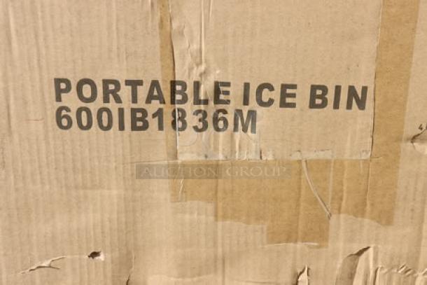 Regency PIB183616 36" x 18" stainless steel portable ice bin with bottle holders, brand new, minor scratches, 155 lb capacity.