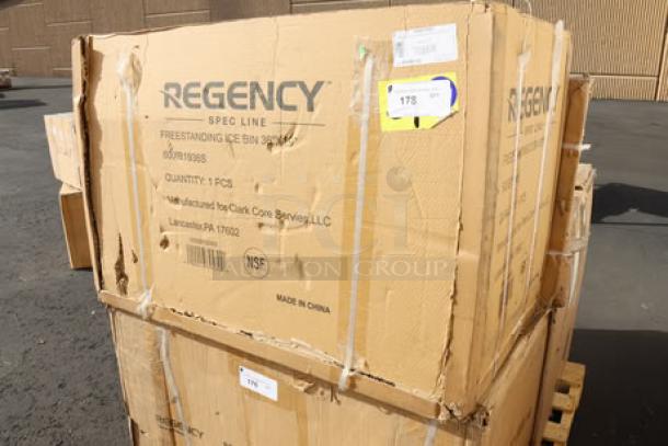 Regency Spec Line PRIB-1936 19" x 36" underbar ice bin, 119 lb. capacity, new in box with 2 plastic bottle holders.
