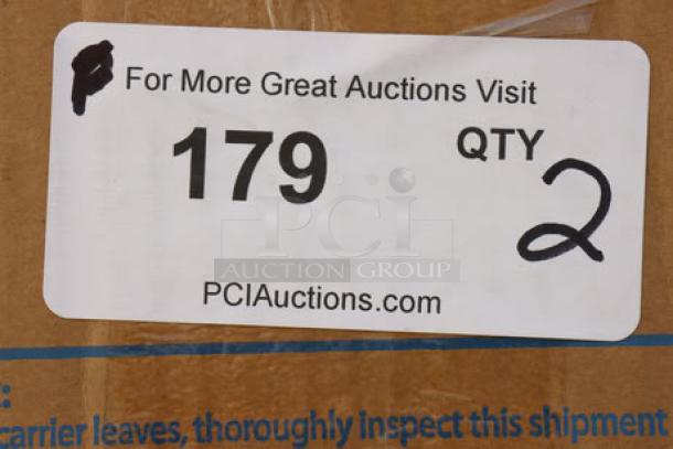 Sticker label showing auction information: "179 QTY 2" with URL PCIauctions.com.