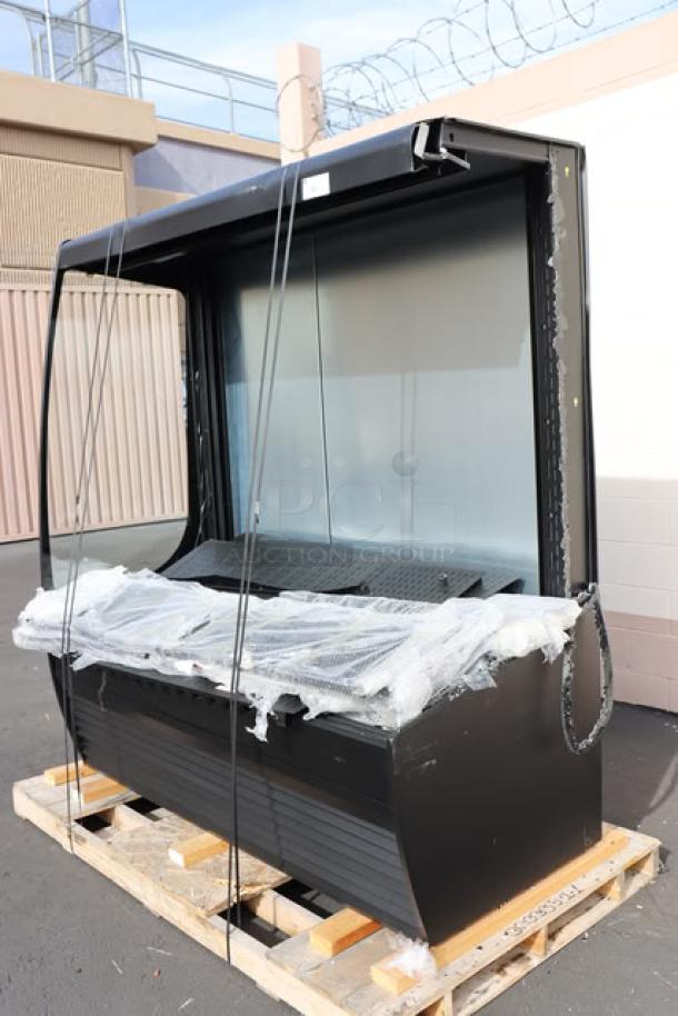 BRAND NEW Federal Industries VRSS7278C-QS refrigerated merchandiser, 71" black, four shelves, missing left glass panel.