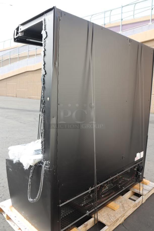 BRAND NEW Federal Industries VRSS7278C-QS refrigerated merchandiser, black, scratch-n-dent, left glass panel missing.