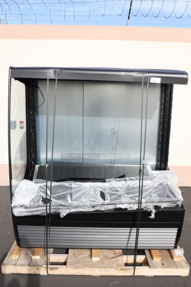 BRAND NEW SCRATCH-N-DENT! Federal Industries VRSS7278C-QS refrigerated merchandiser, black, 71 1/4", four shelves, missing left glass panel, S/N: 260109300335-1-1.