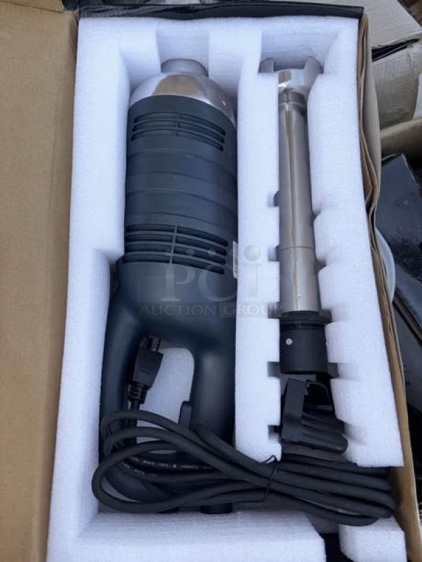 Brand new AvaMix IBHD12 12" heavy-duty immersion blender, 1 1/4 hp, variable speed, packaged in foam insert.
