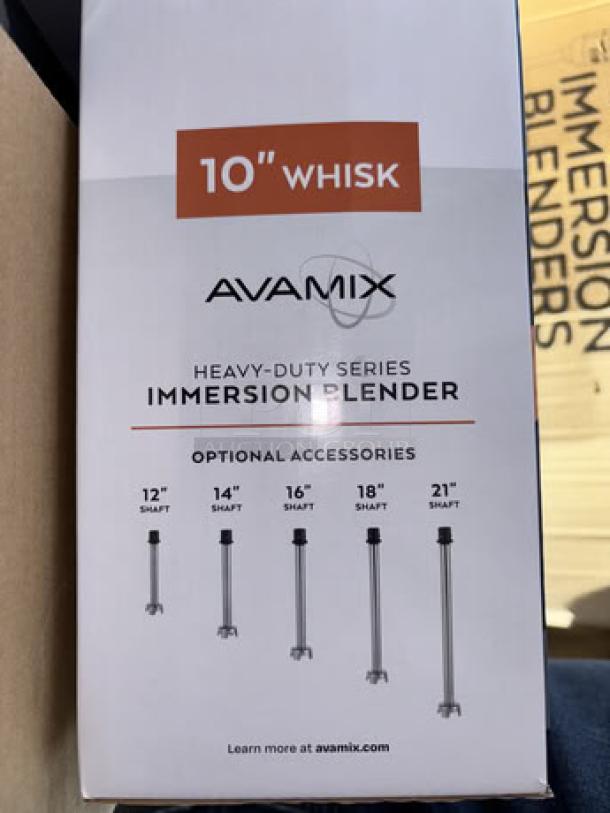 BRAND NEW! AvaMix IBHDW10 immersion blender, 10" whisk, variable speed, heavy-duty, 1 1/4 hp, optional shafts listed.
