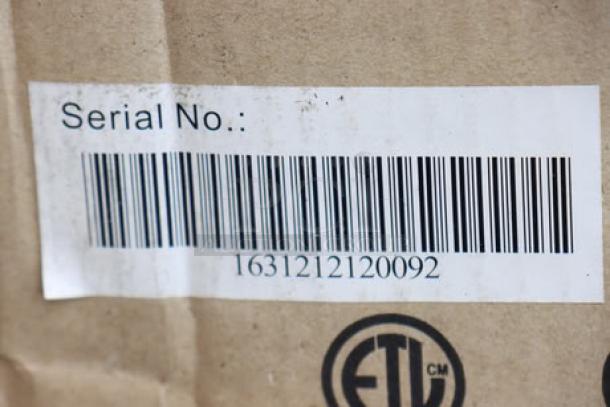 Barcoded label with serial number 1631212120092, ETL certification mark, and partially visible text.