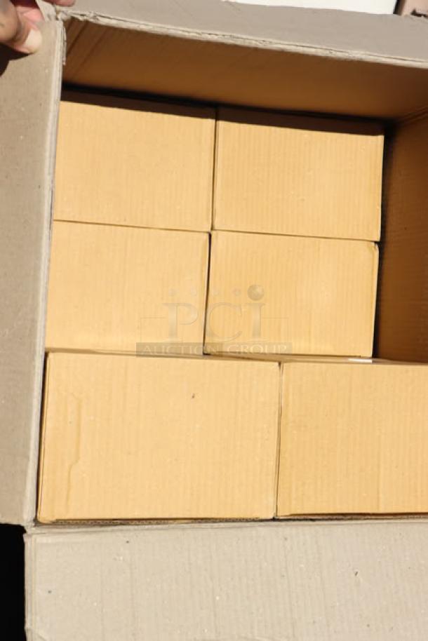 Box of Acopa 64 oz. satin copper stainless steel bell pitchers, new in packaging, model 176PITCHSC2Q, with ice guard.