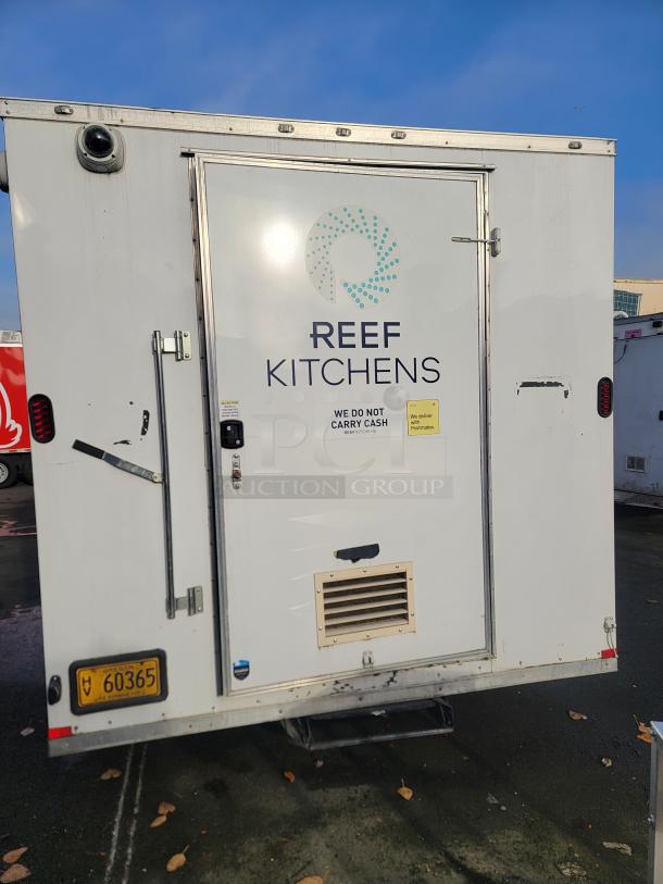 2019 Diamond Cargo 16' food trailer, REEF Kitchens logo, Oregon plate, turnkey ghost kitchen, stainless steel interior.