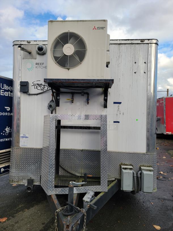 2019 Diamond Cargo 16' food trailer with Mitsubishi HVAC, commercial exhaust, and security cameras. VIN: 53NBE1628L1076979.