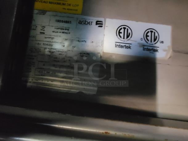 Asber appliance label showing serial number 19054603 and ETL Intertek certification marks, indicating compliance and authenticity.