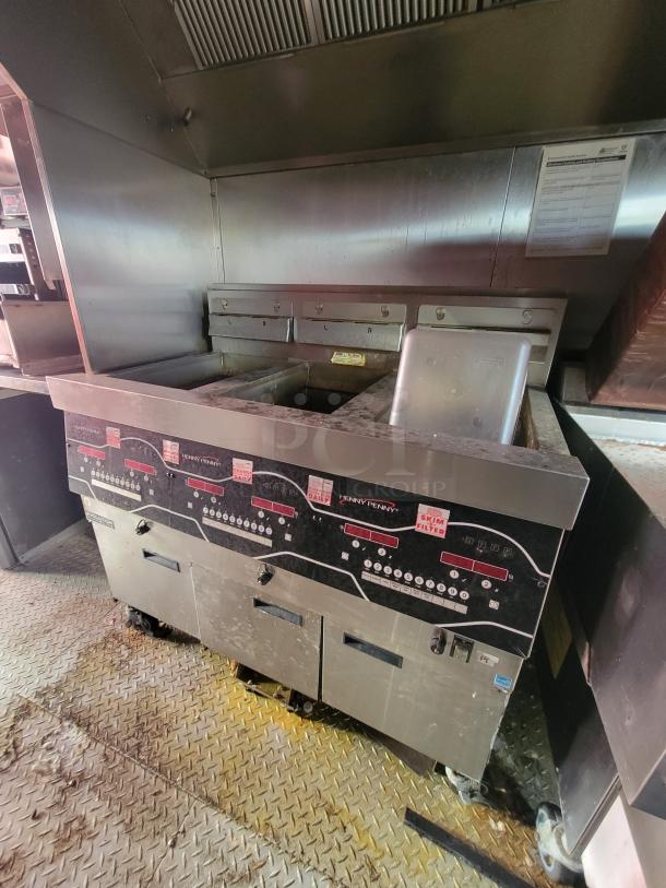 2021 Wendy's Mobile Ghost Kitchen trailer interior showing Henny Penny commercial fryers, custom-built setup, efficient design.