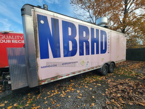 2021 Quality Kitchens 24' mobile food trailer, dual-axle, turnkey ghost kitchen with robust equipment and compliant setup.
