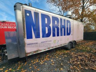 2021 Quality Kitchens 24' mobile food trailer, dual-axle, turnkey ghost kitchen with robust equipment and compliant setup.