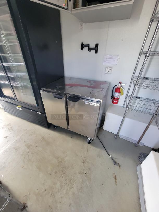 2021 24' Diamond Cargo Mobile Trailer interior, featuring a Beverage-Air merchandiser and UCR36AHC cooler.