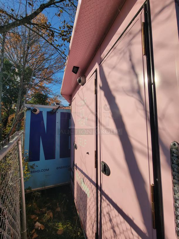 2021 SDG 20' pink food/grocery trailer, enclosed, turnkey setup with commercial-grade refrigeration, POS area, and sink station.