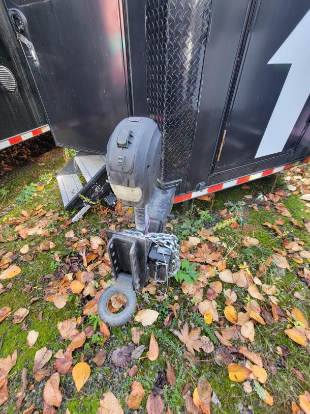 2021 SDG 20' Mobile Market Trailer hitch and exterior with black finish; includes steps and security lock.