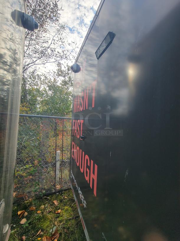 2021 SDG 20' Mobile Market Trailer, black exterior with red text, robust 14,000 lb GVWR chassis.