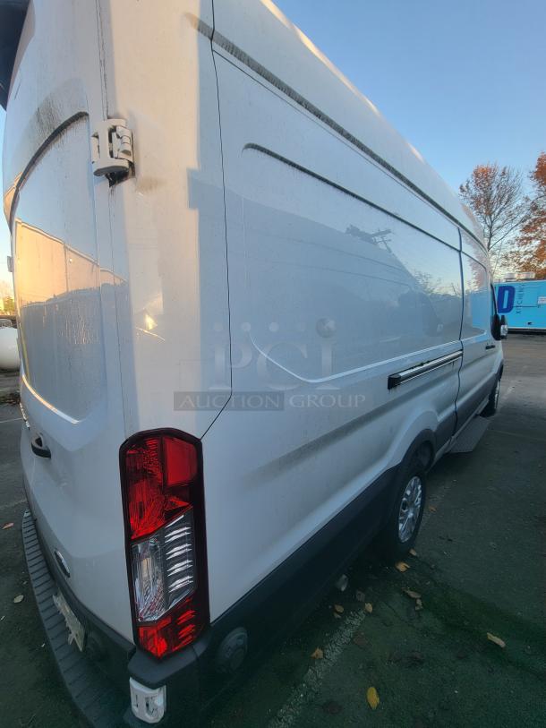 2020 Ford Transit-350 High Roof Extended Cargo Van, Commercial Fleet, under 2,600 miles, 3.5L PFDI V6, white exterior.