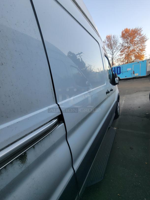 2020 Ford Transit-350 High Roof Extended Cargo Van, white exterior, commercial fleet configuration, under 2,600 miles.