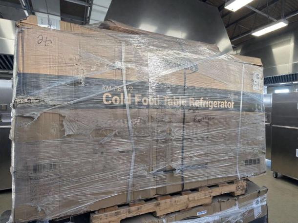 Brand new Koolmore 72" Commercial Refrigerated Prep Station Cold Table KM-RBT-72C, scratch and dent, in packaging.