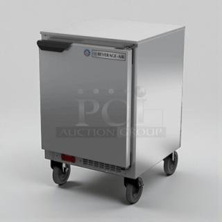 Immaculate Beverage-Air UCR27A undercounter refrigerator, 115V, single phase, fully tested, stainless steel, rolling casters.