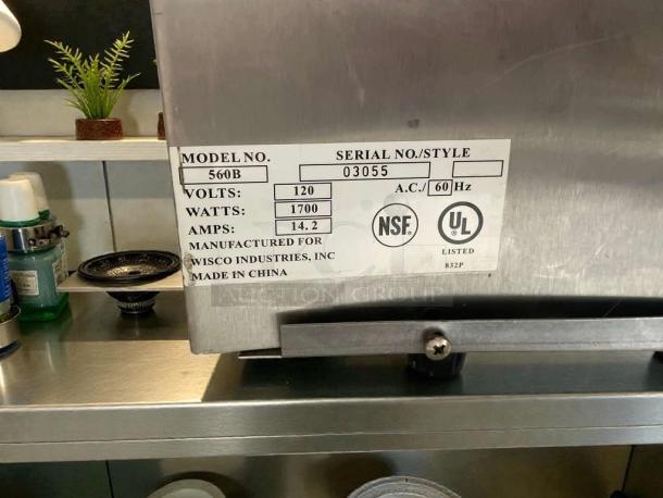 Wisco Model 560B Salamander Broiler, 120V, 1700 Watts, in outstanding condition with NSF and UL listings, fully tested.