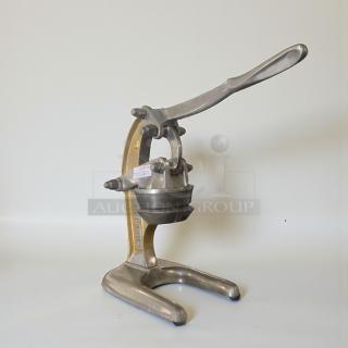 Like-new heavy-duty commercial manual citrus press, model MAN-S-PRS-0062, fully tested, in excellent condition.