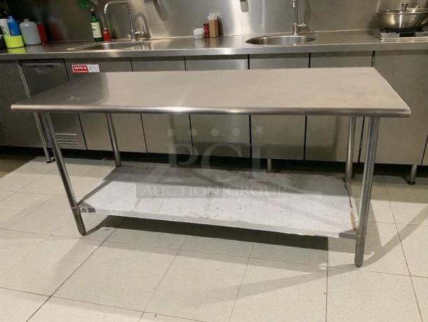 Stainless steel commercial prep table with undershelf, outstanding condition, heavy-duty, model SST-M-PREP-0065.