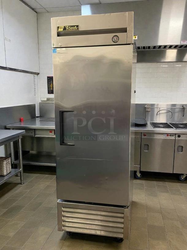 Pristine True T-23F commercial reach-in freezer, stainless steel, 115V/single phase. Tested, working, True logo visible.