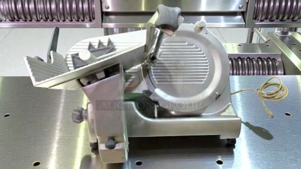High-grade Hobart HS8 commercial meat slicer, heavy-duty, 120V, single phase, fully tested, excellent condition.