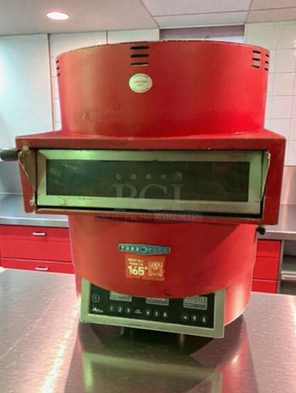 TurboChef FIRE countertop pizza oven, single deck, red, model FIRE, by TurboChef Technologies. Features digital controls.