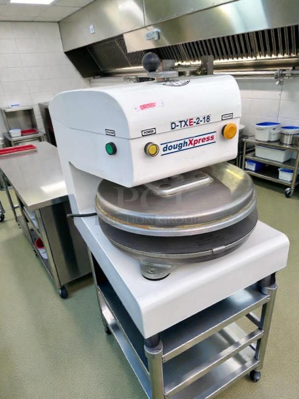 Commercial Dough Press, HIX DoughXpress D-TXE-2-18W LV, excellent condition, 18", 208-240V, made in USA, tested operational.